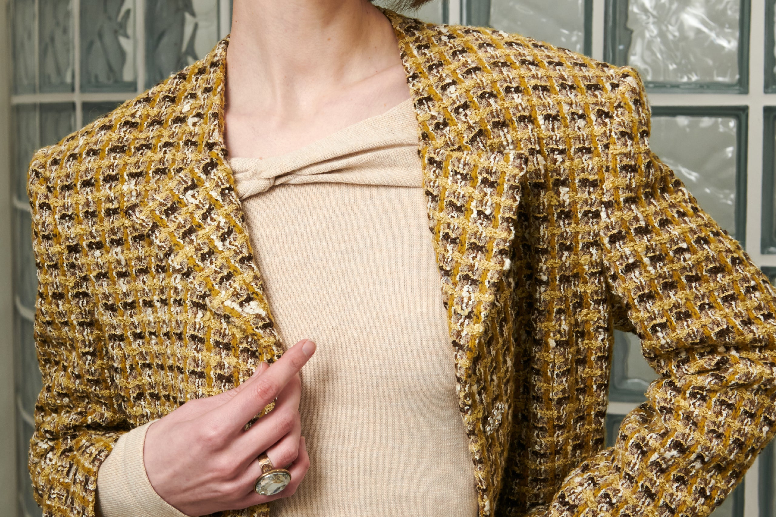 Tweed Gold Wool Coat WALDORF TWEED WOOL JACKET