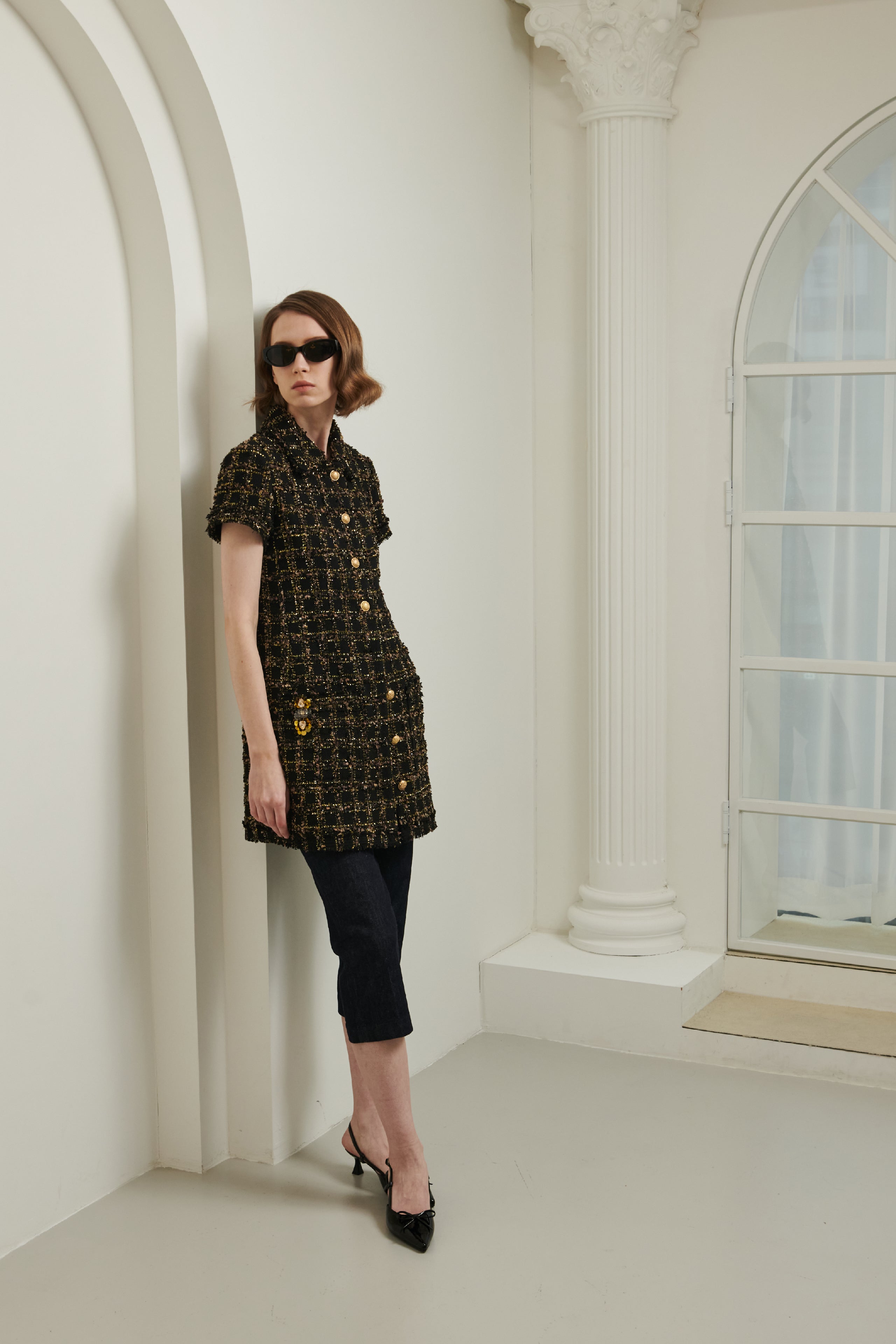 Ruimeme tweed gilet dress ブラウス付き Ruimeme tweed gilet dress