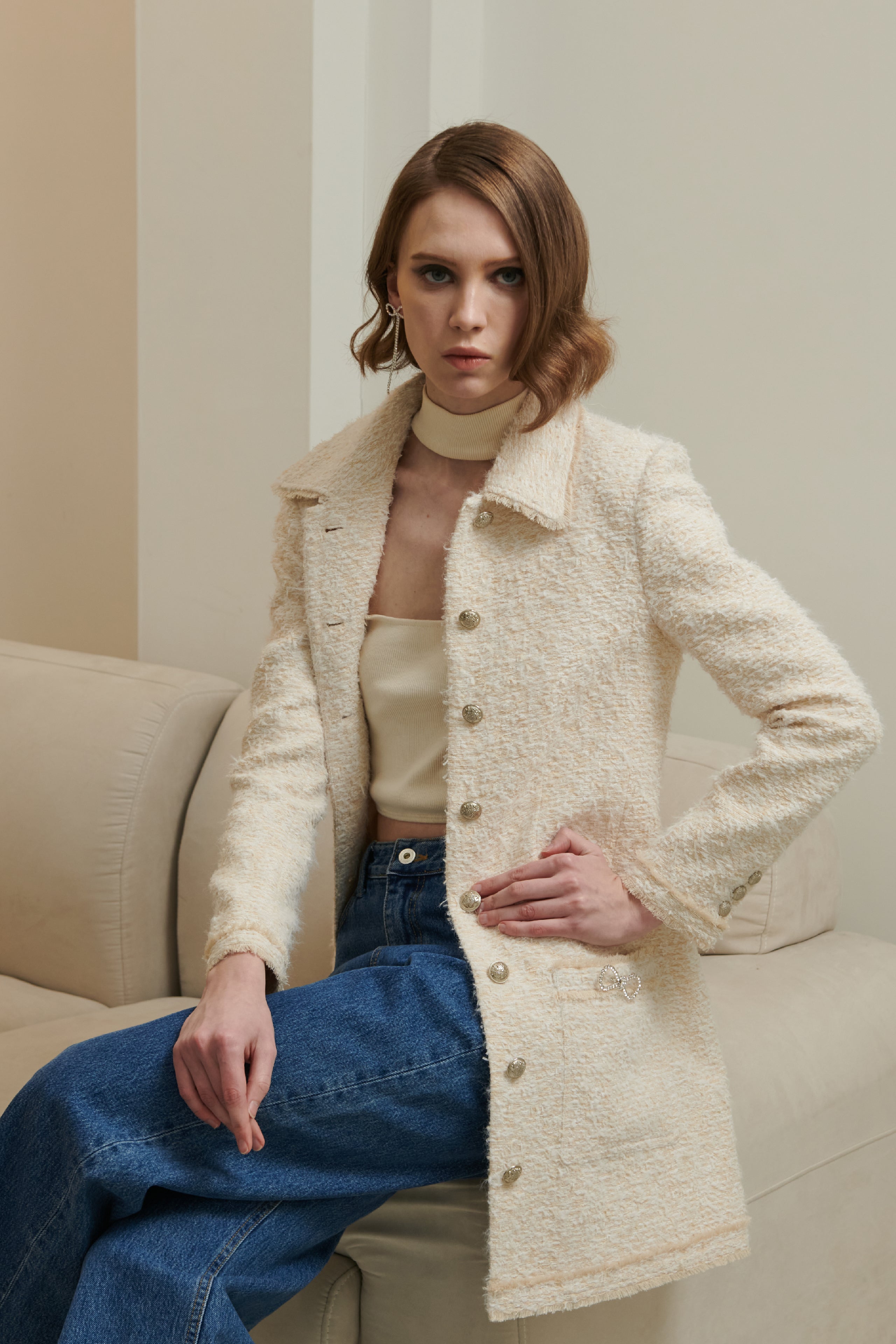 IVY BUTTONDOWN TWEED DRESS JACKET – YÉONI.
